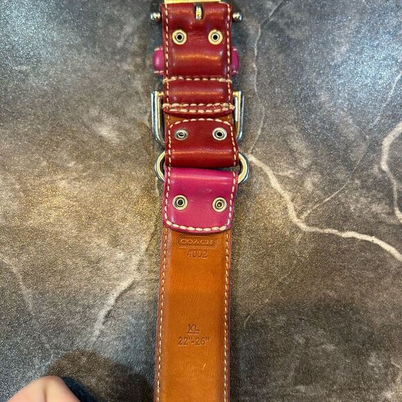 Coach Leatherware 4002 XL Colorblock 22”-26” Pink Orange Dog Collar - Picture 3 of 11